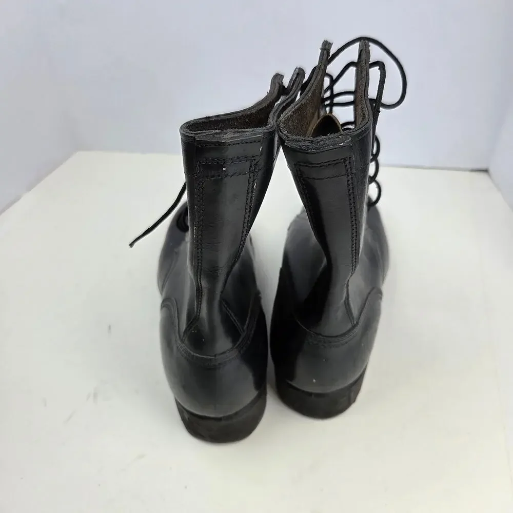 Vintage 1971 USGI Combat Boots 10R Black Leather Vietnam Era Ro-Search Sole